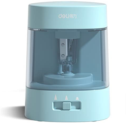Elektrischer Bleistiftspitzer, Batterie oder 2 A USB-Netzteil, Klinge aus Wolframstahl, 6–8 mm Durchmesser, 3 Arten von scharfer Auswahl, schöne Form, Kindergeschenk, Blau