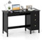 COSTWAY Computer Desk, Wooden PC Laptop Table Writing Workstation with 3 Drawers, Modern Home Office Working Gaming Study Desk (Black)