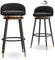 Knjlwa Taburete de Bar Juego de 2, Giratorio 360° Con Respaldo y Reposapiés, 65cm Negro