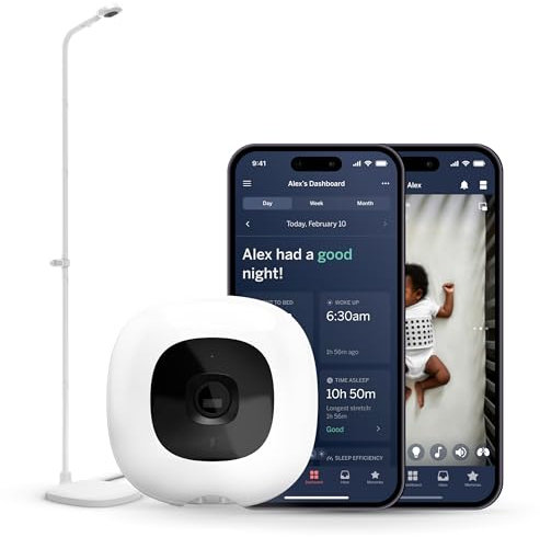 Nanit Pro Baby Monitor - Monitor Bebé Inteligente - Vigilabebés con Audio Bidireccional, Alertas Movimientos y Sonidos, Monitoreo Sueño - Cámara Bebé Wi-Fi 1080p con Visión Nocturna - Soporte Suelo