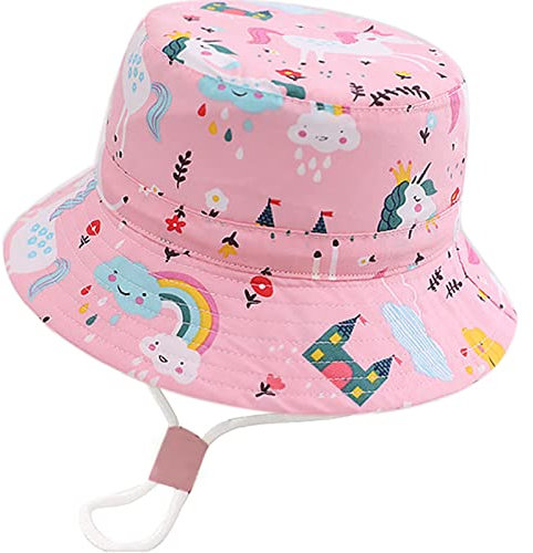 XYIYI Unisex Baby Kleinkind Rosa Einhorn Sonnenhut Kinder für 4-8 Jahre Jungen Mädchen mit Breite Krempe