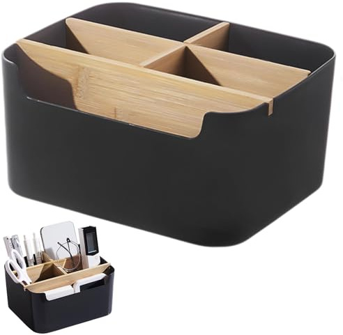 Leonshco Schreibtisch Organizer, 5 Fächer Büro Organizer, Abnehmbare Schreibtisch Stiftehalter, Holz Desk Organizer, Verwendet zum Speichern von Stiften Kosmetik Schreibwaren Haftnotizen Bürovorräte