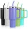 mebiusyhc 40oz Stainless Steel Vacuum Insulated Cup Double Wall Travel Flask Car Coffee Mug Tumbler with Straw with Handle for Hot Iced Coffee, GMKBG98