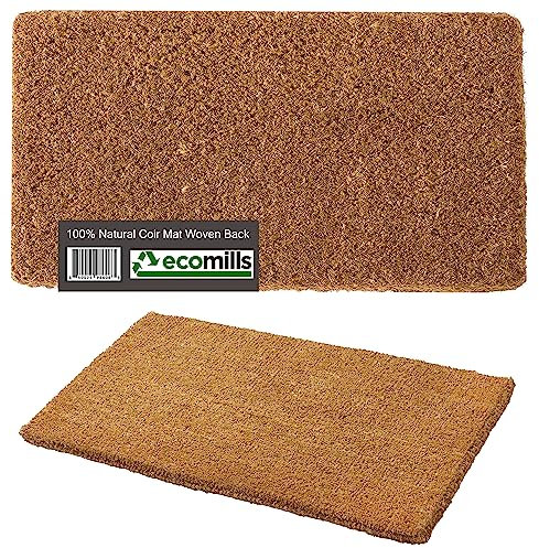 Ecomills Natürliche Kokosmatte mit gewebter Rückseite, extra dick, 3,8 cm, strapazierfähig, für Haustür, Terrasse (91,4 x 121,9 cm)