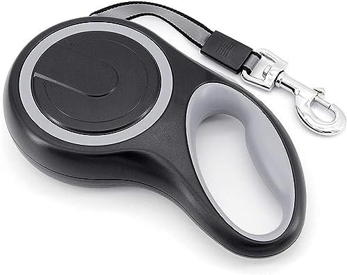 Roll-Leine Hundeleine, 3, 5 und 8 Meter Flexi Leine, Anti-Rutsch-Griff und Schnellbremsknopf, bis zu 50kg für Kleine, Mittelgroße und Große Hunde (Grau, 3 Meter)