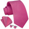 Enlision Krawatte Rosa Fuchsia Krawatten für Herren Hochzeit Einfarbig Krawatte mit Einstecktuch und Manschettenknöpfe Set Seide Elegant Business
