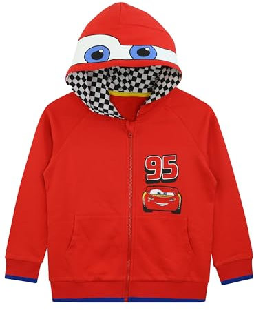 Disney Cars Hoodie | Cars Boys Hoodie | Lightning McQueen Costume Boys' Hoodies | Red | 2-3 Years