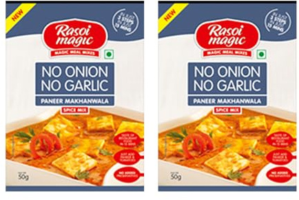 Rasoi Magic Seasoning Spices Masala Powder (45 Gram) - Curry Mix Masala Recipe Casserole Herbs - Aromatic & Enhances Flavor of Meal (No Onion No Garlic Paneer Makhanwala, Pack of 2)