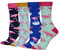 Cansok Femme Chaussettes en Coton Motif de Animale oiseau oiselle Flamant cadeau Chaussettes Fantaisie Mi-mollets d’équipage Lot de 4 paires