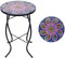 MUMTOP Beistelltisch für den Außenbereich, Terrassentisch, Mosaik, Couchtisch, Glas, Akzenttisch, 35,6 cm, rund, kleiner Tisch, Pflanzenständer für Innenbereich, Garten, Balkon (Pfau)