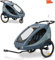 hauck Fahrradanhänger & Kinderwagen Set Dryk Duo Plus für 2 Kinder (6-48 Monate), inkl. Regenschutz, Sonnensegel, Deichsel, Buggyrad, Fahne und LED Licht - Dark Blue