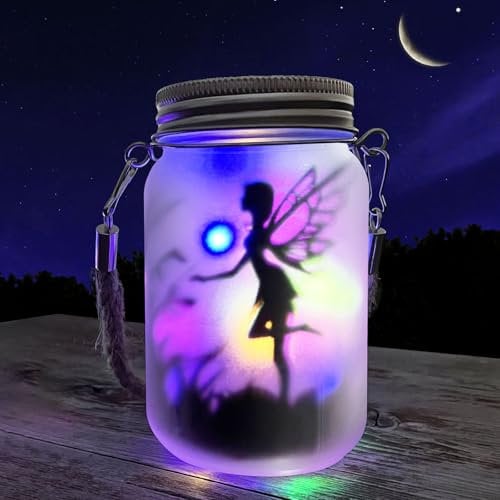 Mostof Feen-Solarlaterne für den Außenbereich, Gartenornamente, IP44, wasserdicht, zum Aufhängen, Milchglas, Solar-Lichter für Tisch, Hof, Garten, Terrasse, Rasen (Farbe)