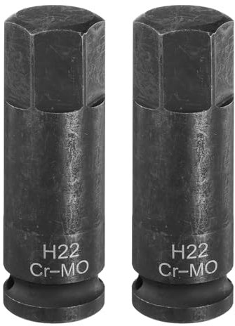 sourcing map Lot de 2 douilles à choc hexagonales H22 (22 mm) en acier CR-MO pour clés à cliquet électriques, vis de fixation