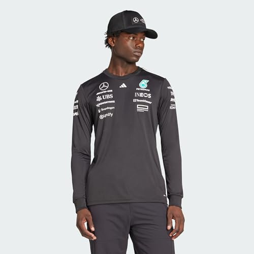 adidas Herren Mercedes - AMG Petronas Formula ONE Team Driver Jersey Long Sleeve Black Men, Black/White, M