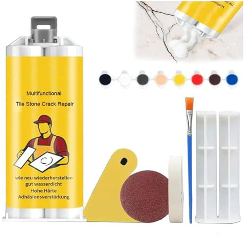 Mciluyaiio Multifunktionales Reparaturset für Fliesensteinrisse, Reparaturpaste für Keramikglasuren, Reparatur von Badewannensplittern mit starker Haftung