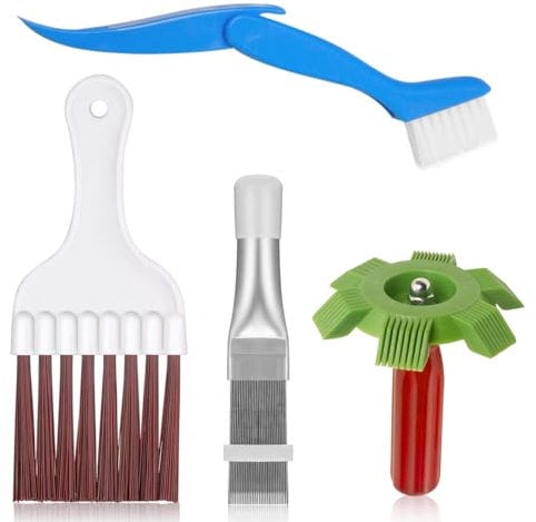 FORYNXHWIN 4 unids aire acondicionado peine, condensador limpieza peine, peine de aleta de condensador de aire acondicionado, peine de láminas de acero inoxidable aleta cepillo de limpieza evaporador