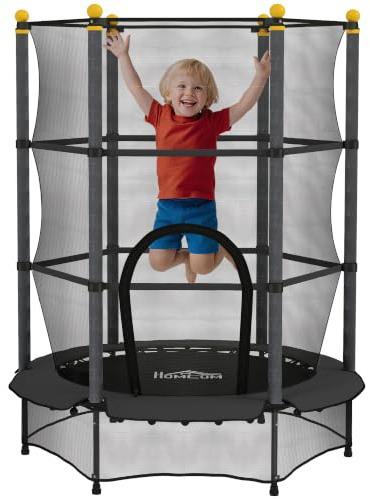 HOMCOM Cama Elástica Infantil Ø140 cm con Red Seguridad 50 kg Rosa | Trampolín para Niños de 3-10 Años, Marco de Acero, para Interior y Exterior
