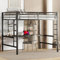PUGSDRLY Lit Mezzanine 2 Place 140x200cm Avec Bureau, Plateau Pour Clavier Et Deux Étagères, Pour Enfant Adolescent Et Adulte, Cadre En Fer (Noir)