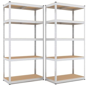 baudim - 2er-Set 180x90x40 cm Schwerlastregal/Steckregal verzinkt mit 5 Böden je 175kg Tragkraft, Metallregal, Garagenregal oder Lagerregal, Kellerregal, Werkstattregal,