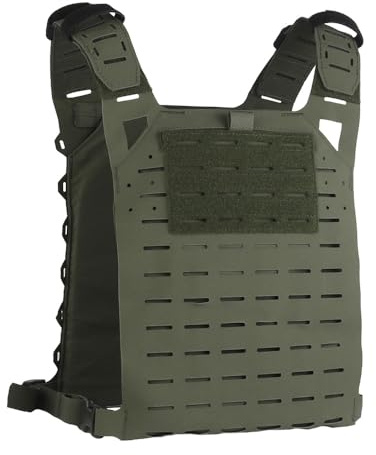 Peminkoo Tactical Vest Super-Lightweight Plate Carrier V2 Laser Cut Molle System Feature Airsoft Portable Gear (Green)