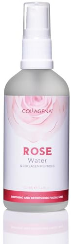 COLLAGENA Rosenwasser Spray Gesicht – Patentierte Formel mit Lavendelhydrolat & Kollagenpeptiden – Beruhigendes Gesichtswasser für Haut & Haare, 100 ml (Rose, 100 ml)