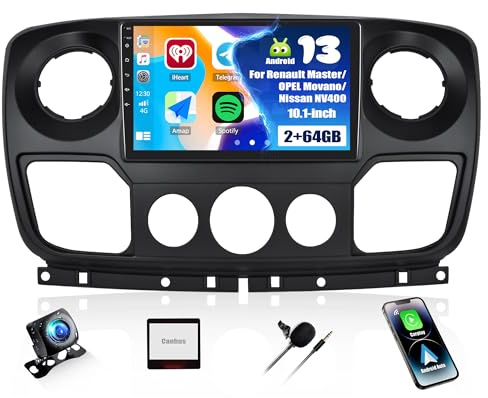 [2GB+64GB] SIXWIN Android 13 CarPlay Android Auto Mirrorlink Radio Coche para Renault Master/Opel Movano/Nissan NV400 2010-2021, 10.1 Pulgadas HD Pantalla Táctil con Navi/FM/RDS/WiFi/USB