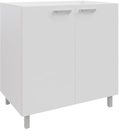 CULIMI Küchenunterschrank 80 cm Weiß Hochglanz mit 2 Einlegeböden | Höhenverstellbare Füße, modular kombinierbar und auch als Spülenunterschrank geeignet