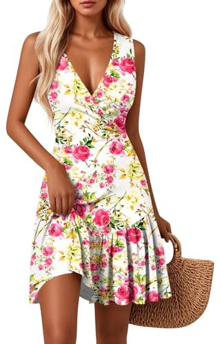 Sommerkleid Damen Kurz Maxikleider Sommer Abendkleid Lang Boho Kleid Strandkleid Weißes Schwarzes Spitzenkleid Damen Wedding Guest Dress Abschluss Kleider Für Schwarz Tunika (Rosa,S)