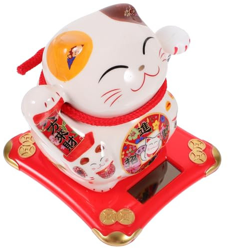 Vaguelly Glückskatze im Japanischen Solar Winkekatze aus Hochwertigem Material Kreative Feng Shui Dekoration für Auto Zuhause Büro Restaurant