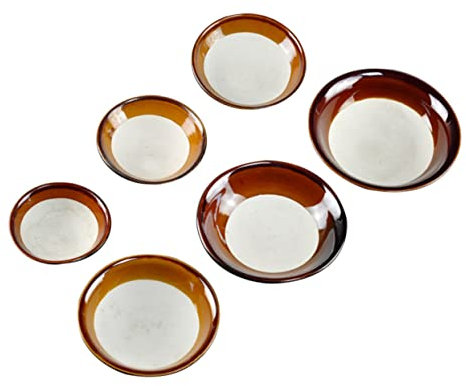 Cabilock 5pcs Classic Terracotta Soup Bowls Handles Bowls for Steamed Egg Salad Dessert Home Kitchen Party