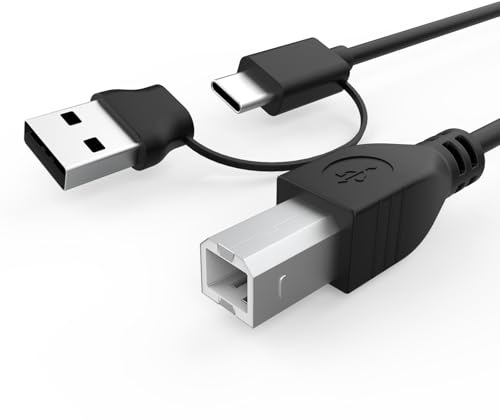 USB A/C auf USB B Druckerkabel, Hochgeschwindigkeits-Scannerkabel, kompatibel mit iPhone, MacBook Pro, Laptop, HP, Canon, Dell, Samsung, Epson Brother, USB C MIDI Controllerkabel für Yamaha Casio