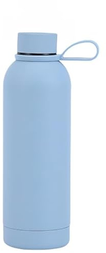 ZHIFENGYUAN Stainless Steel Narrow-Mouth Insulated Cup,500ml(17oz) Lightweight and Portable, Direct Drinking Design, Keeps Hot and Cold, Ideal for Office, Study and Sports Water Cup Light Blue