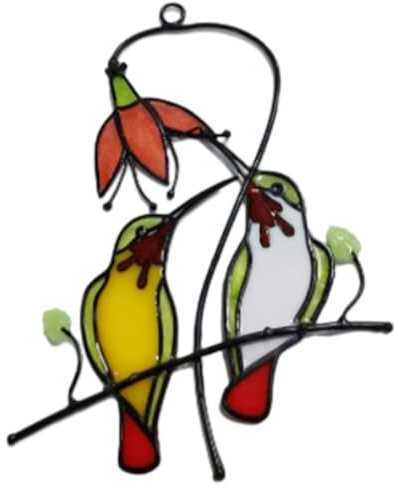 ZWTPGKRD Kolibri aus Glas, Buntglas, Kolibri, Fensterbehang, bunt, Gartenvogel, Ornament, Outdoor-Dekorationen für Terrasse