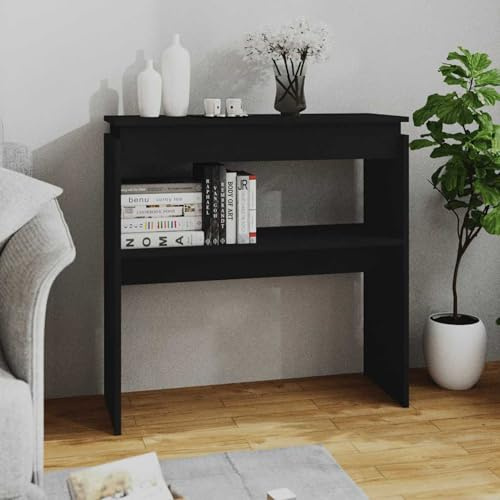 Gecheer Console Table Black Home Chipboard Storage Shelf 80x30x80cm console table Model808315