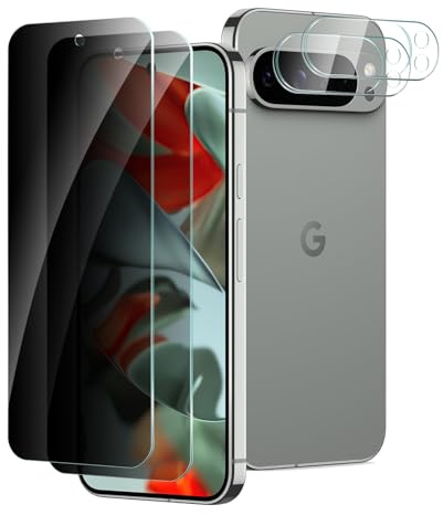 CYYAGE 2 Piezas Protector Pantalla Antiespia para Google Pixel 9 Pro XL con 2 Piezas Protector Lente Cámara, Privacidad Cristal Vidrio Templado Película Dureza 9H