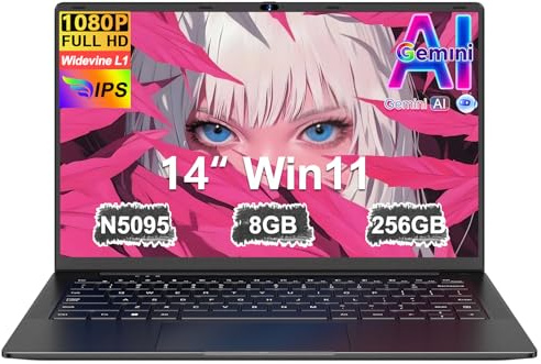Ordenador Portátil 14 Pulgadas Celeron N5095 Upto 2,9 GHz Portatiles 8GB RAM 256GB SSD TF 1TB LPDDR4 Win11 5G WiFi 1920*1080 FHD mini HDMl Laptop Película Protectora Español - Oro Cuerpo Metálico-69