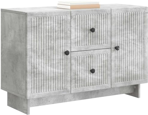 vidaXL Sideboard Betongrau 89 x 34,5 x 60 cm Holzwerkstoff, Großer Stauraum, moderner Sideboard, minimalistisches Design, funktionaler Schrank für den Essbereich