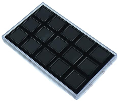 ZBIianxer Vitrine mit 15 Fächern für Kristalle, Ringe, Acryl Design und Staub und wasserfesten Eigenschaften für den Gebrauch zu Hause oder Geschäft, Edelstein Organizer Etui