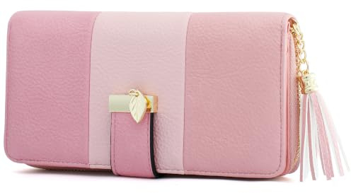 Pomelo Best Portefeuille Femme Cuir Porte Monnaie Porte-chéquiers Porte-Cartes pour 12 Cartes, Classique (Rose Champagne)
