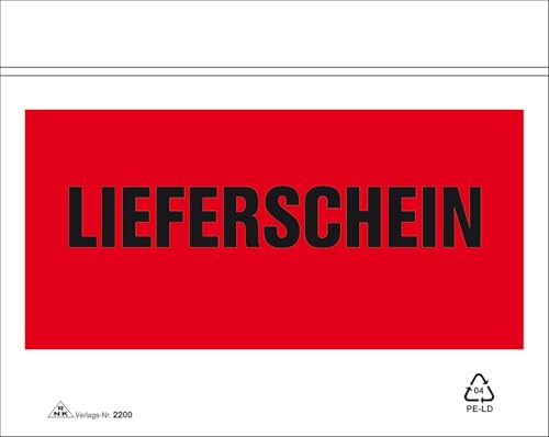 RNKVERLAG 2200 - Begleitpapiertasche mit „LIEFERSCHEIN“, DIN C6, Celloverpackung, rot/schwarz, 100 Stück