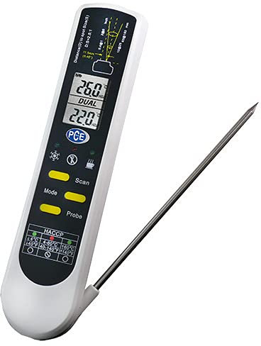 Lebensmittelthermometer PCE-IR100 HACCP 2 in 1 (IR + Kontakt), Temperaturmesser, Einstechfühler, Thermometer