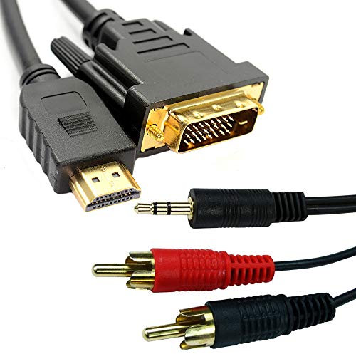 Loops 3m PC to HDTV Cable Kit - HDMI to DVI-D & 3.5mm to 2 RCA Cable