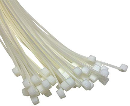 Nylon Plastic Cable Ties Long and Wide Extra Large Zip Ties Black and White wrap 20pieces (White, 9.0mm x 750mm)