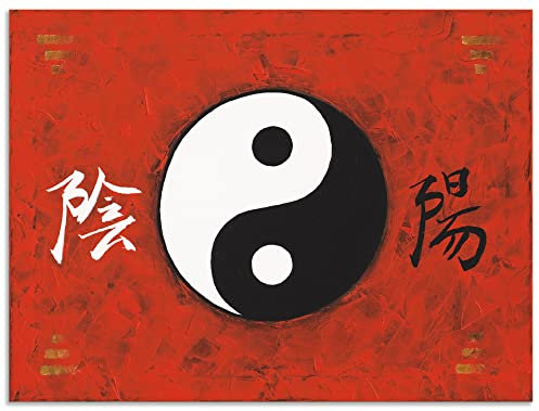 ARTland Wanddeko Wandbild Alu Verbundplatte für Innen & Outdoor Bild A. S. Yin & Yang Statement Bilder Zeichen Malerei Rot A3ME