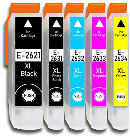 5er Multipack kompatibel mit Epson 26XL Patrone für Epson Expression Premium XP-510 XP-520 XP-600 XP-605 XP-610 XP-615 XP-620 XP-625 XP-700 XP-710 XP-720 XP-800 XP-810 XP-820