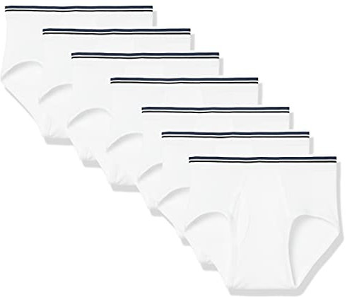 Amazon Essentials Men's Cotton Tag-Free Breathable Briefs Underwear, Pack of 7, White, XL