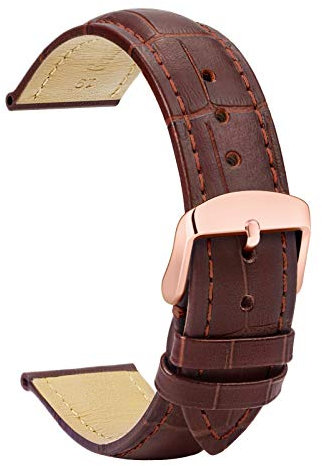 TStrap Uhrenarmband 19mm - Leder Armband Herren - Lederarmband Uhrenband mit Edelstahl Roségold Dornschließe - 14mm 16mm 18mm 20mm 21mm 22mm 23mm 24mm