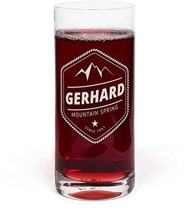 printplanet® Glas mit Namen Gerhard graviert - Leonardo® Trinkglas mit Gravur - Design Mountain Spring