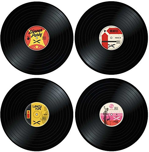 Monsterzeug Retro Tischunterlagen, Schallplatten Tischset, Schallplatten Untersetzer Teller, Schallplatten Unterlage, Vinyl Schallplatte, Platzset, Platzdeckchen, Vinyl Untersetzer