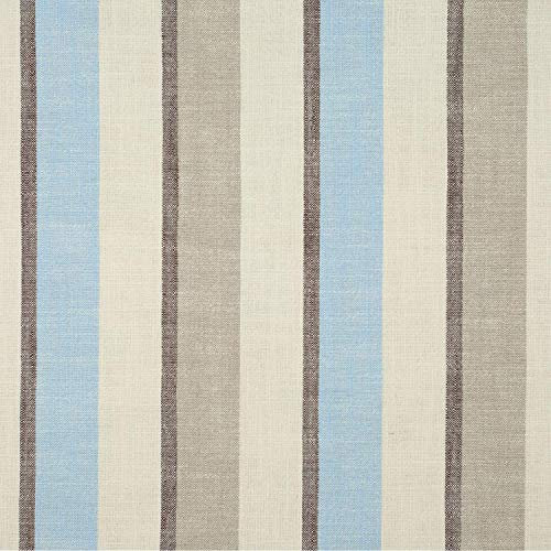 novely® FINN - Karierter bzw. Gestreifter Möbelstoff - Robuster Polsterstoff - Pflegeleichte Meterware 1lfm (1B Hellblau Beige Braun gestreift)